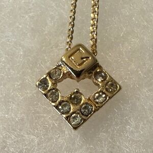 Givenchy Gold Tone Crystal‎ Accent Pendant Necklace Fashion Jewelry